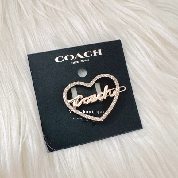 Coach Pavé Coach Script Barrette Hair Clip Accessory CV252 Gold - Picture 1 of 4